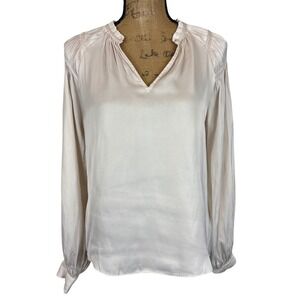 Rachel Rachel Roy Champagne Satin Peasant Blouse Romantic Cottagecore‎ Size XS